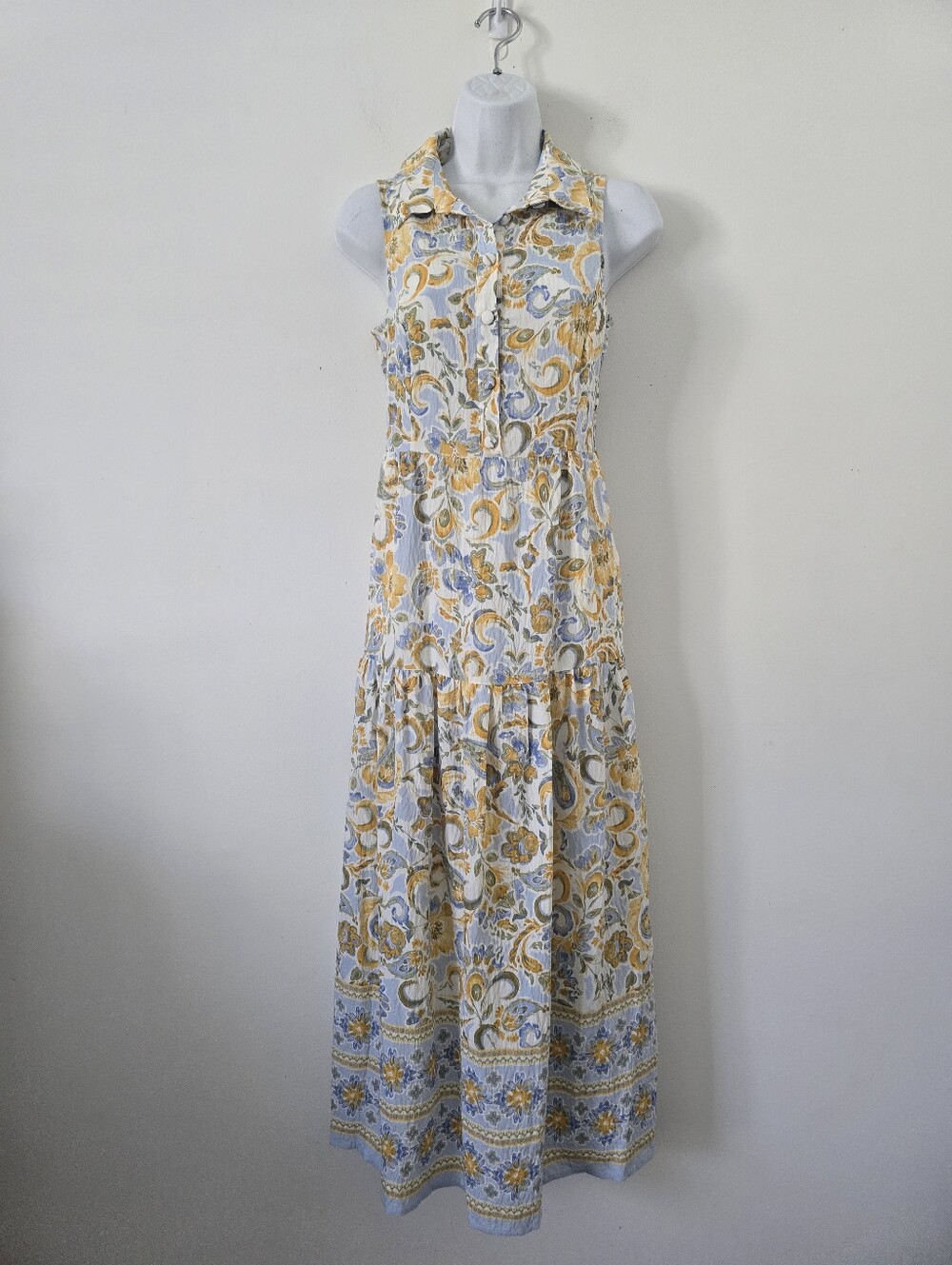 Calypso St. Barth Floral Paisley Maxi Dress Tiered Summer Dress Size XS - Picture 2 of 12
